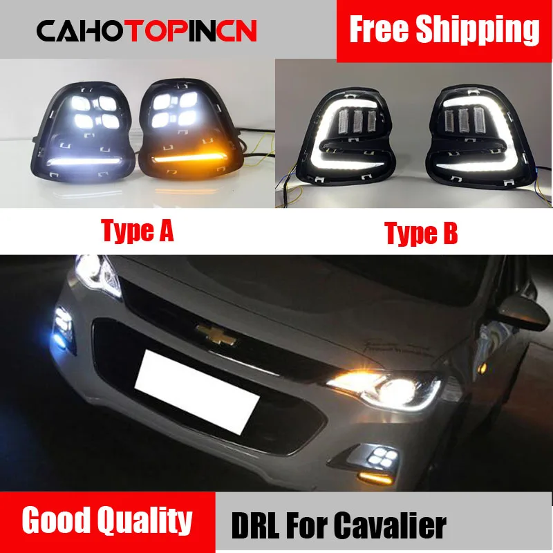 

DRL For Chevrolet Cavalier 2016 2017 2018 Daytime Running Lights Turn Signal Fog Lamp Cover 12V ABS LED DRL Car Styling