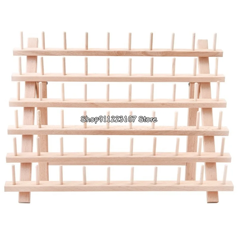 Home Type Solid Wood Shelf Folding Spool Storage Rack Sewing Thread Rack 60-Spool Thread Organizer For Sewing Embroidery