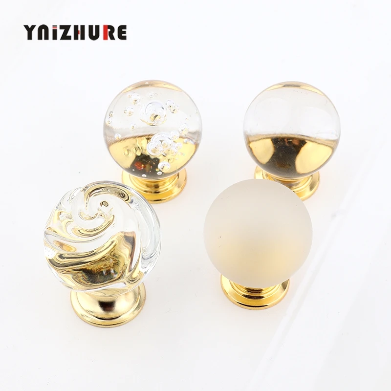 30mm Ball Shape Gold Design Crystal Glass Knobs Cupboard Drawer Kitchen Cabinet Pull Door Wardrobe Handles Hardware