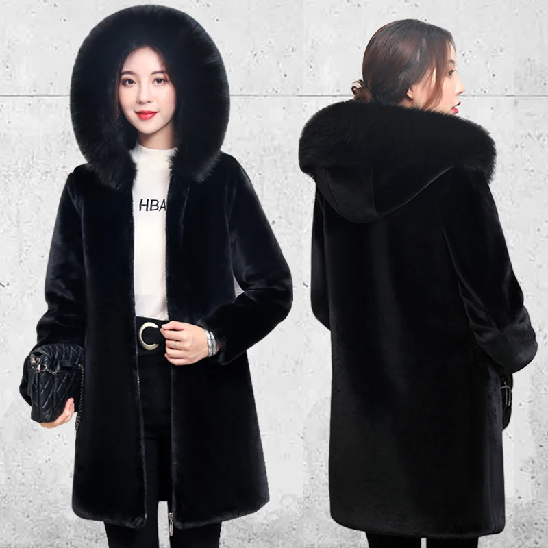 

Plus Size Sheepskin Coats For Women Winter Wool Coat Female Warm Outwear Long Sheep Shearing Jacket Womens Faux Fur Jacket Coat