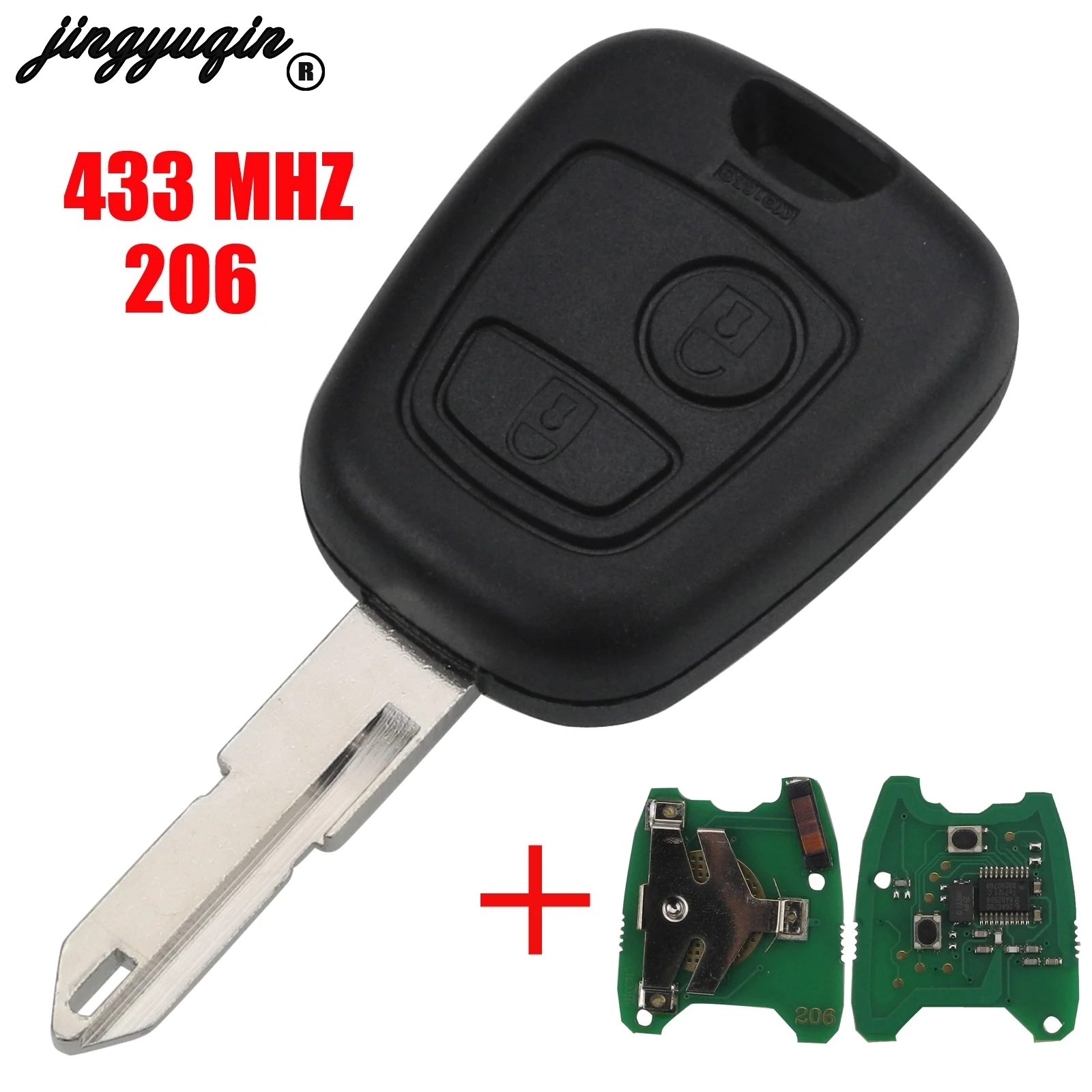 jingyuqin 2 przyciski ASK NE73 ostrze zdalny klucz Shell Fob kontroler pasuje do PEUGEOT 206 433 MHZ z chipem transpondera PCF7961