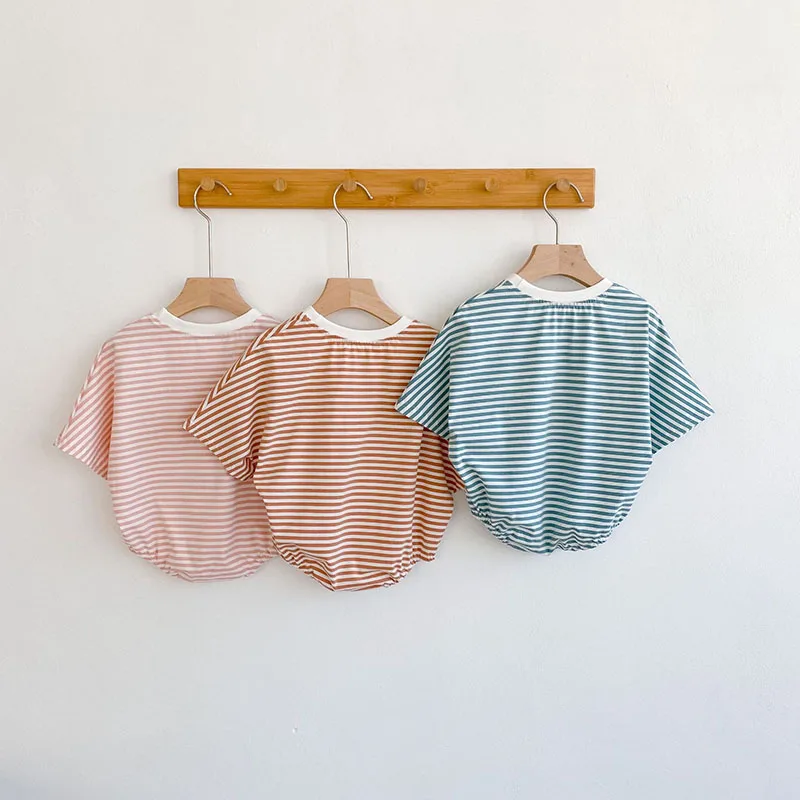 2024 new Summer Baby Bodysuits Girls Jumpsuits Infant Boys Striped One Piece Newborn Clothing