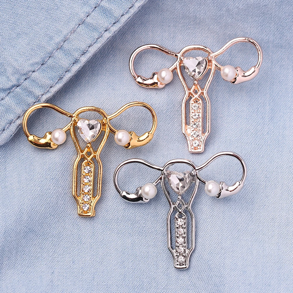 Medical Organ Brooch Enamel Pin Uterus/tooth/brain/eye/stomach Pearl Crystal Lapel Pin Gifts For Medical Staff Accessories