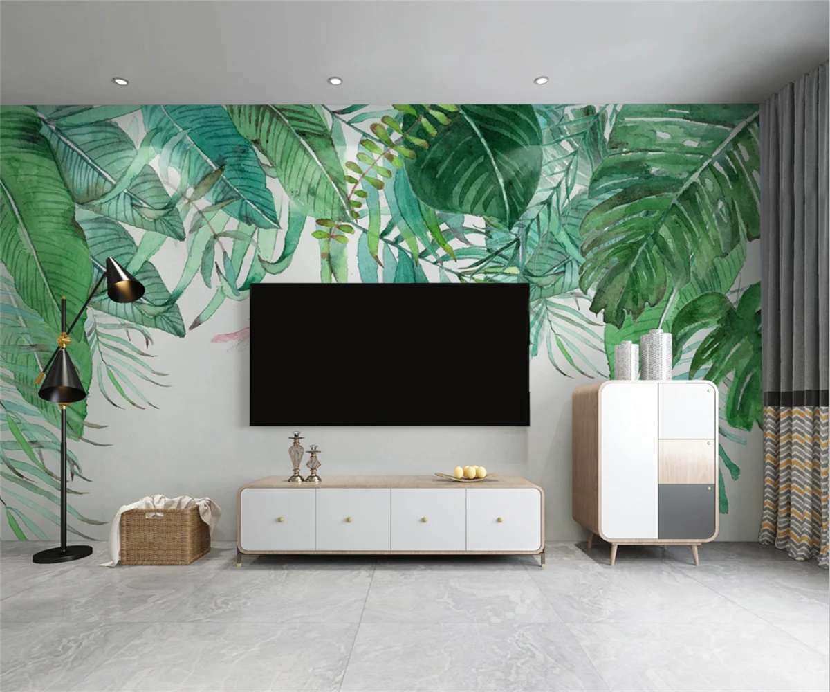 

beibehang Custom modern new rainforest plant banana leaf idyllic background wallpaper papel de pared papier peint