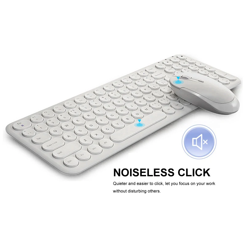 B.O.W Rechargeable Keyboard Wireless Stable 2.4Ghz Connected,Silent Keyboard Mouse Quite and Comfortable Typing for Computer/ PC