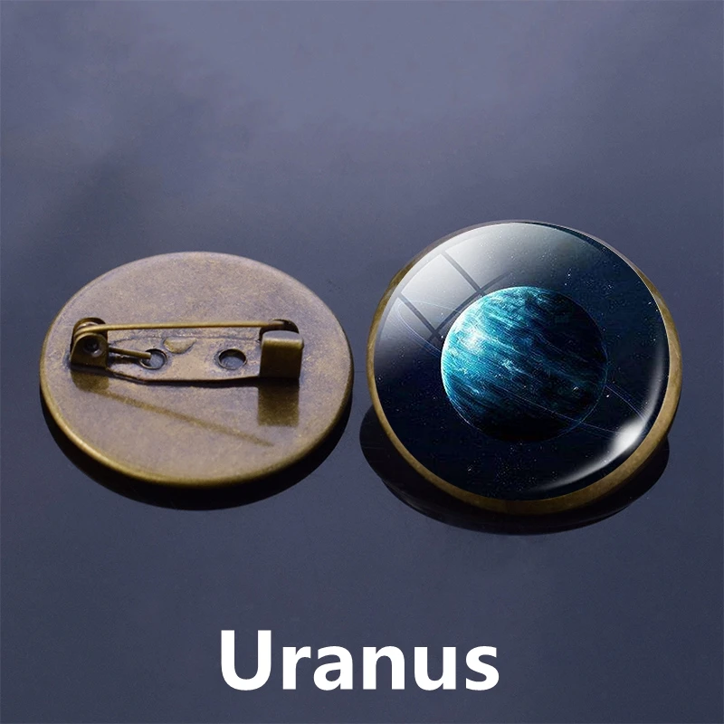Planetary Nebula Brooch Solar System Milky Way Pin Space Earth Moon Sun Mars Art Picture Glass Dome Badge Accessories