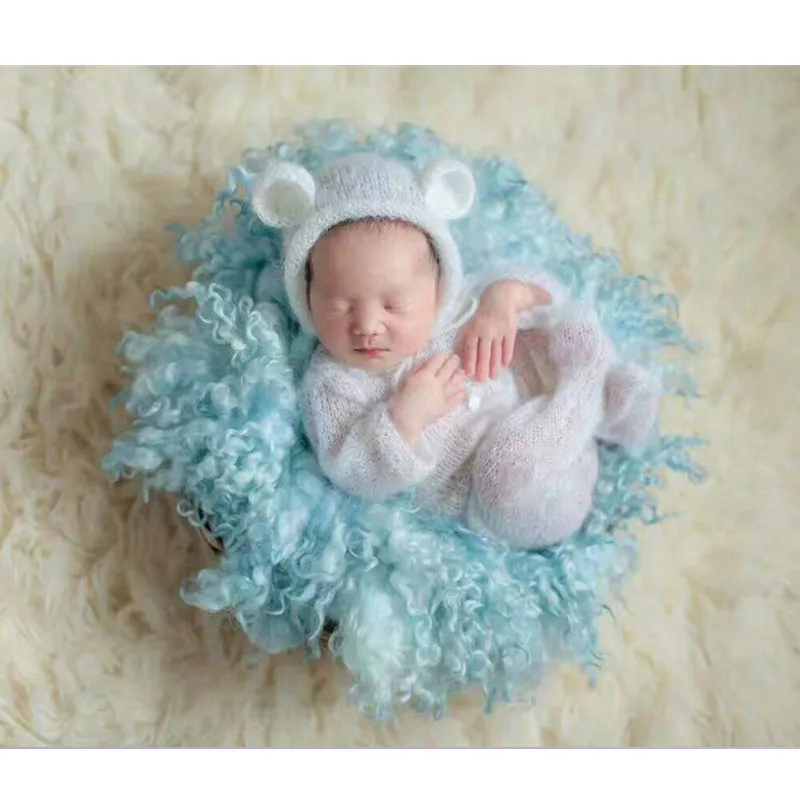 Newborn Photography Blanket 45cm New Zealand Curly Wool Mats Background Baby Photo Shoot Props Flokati Fotografia Accessories