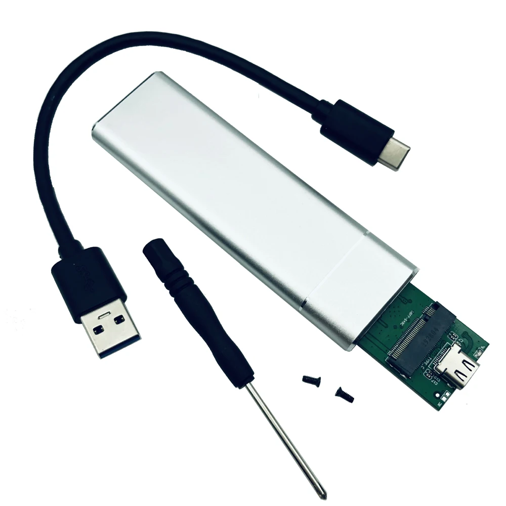 USB 3.1 para M.2 NVME PCIe SSD, M-Key para Type C Adapter Case, NGFF SATA SSD Box, Novo
