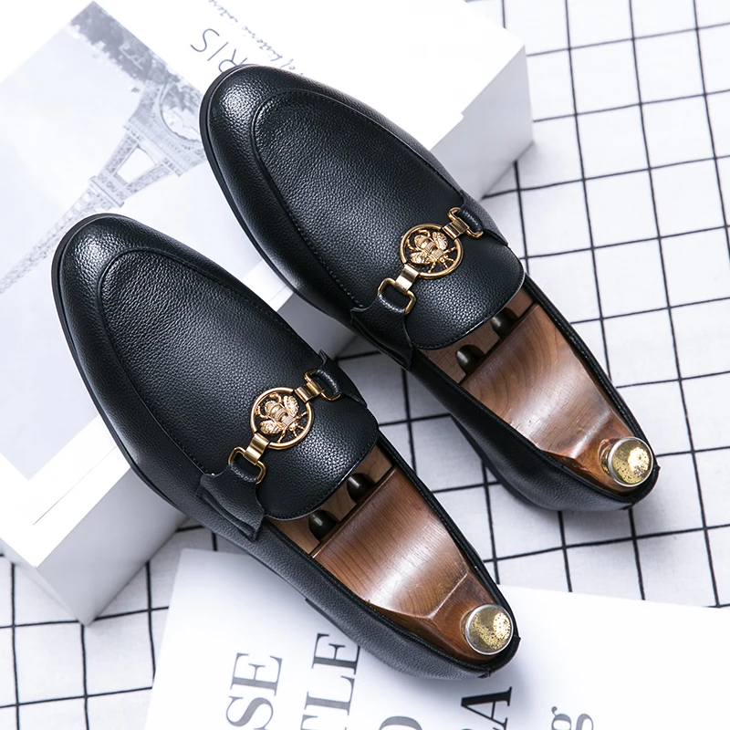 New Designer Leather Men Casual Luxury Black Shoes Brand 2022 Mens Loafers Moccasins Breathable Slip on Male Dress Driving Shoes