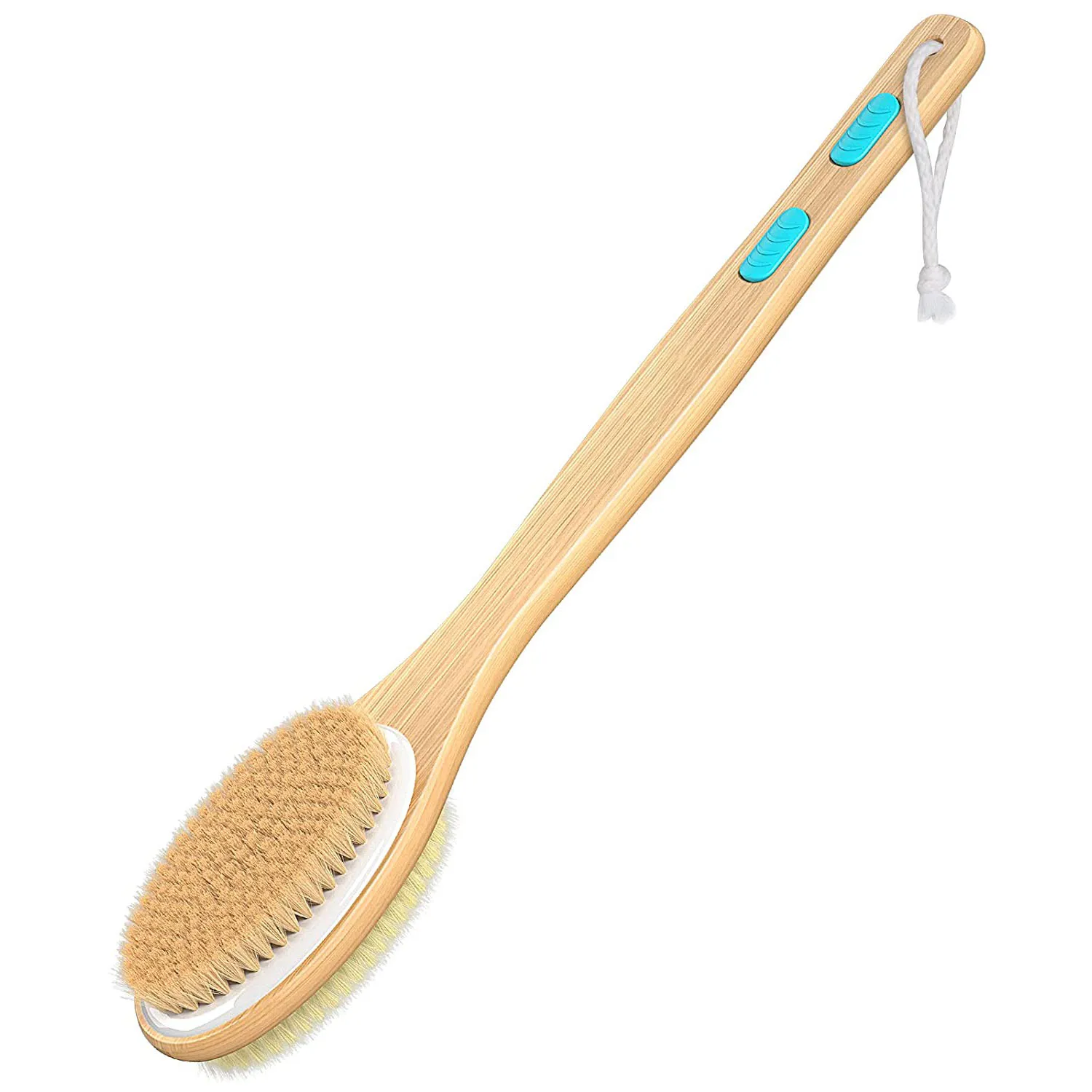 Shower Brush with Soft and Stiff Bristles, Exfoliating Skin and A Soft Scrub, Double-sided Brush Head for Wet or Dry Brushing