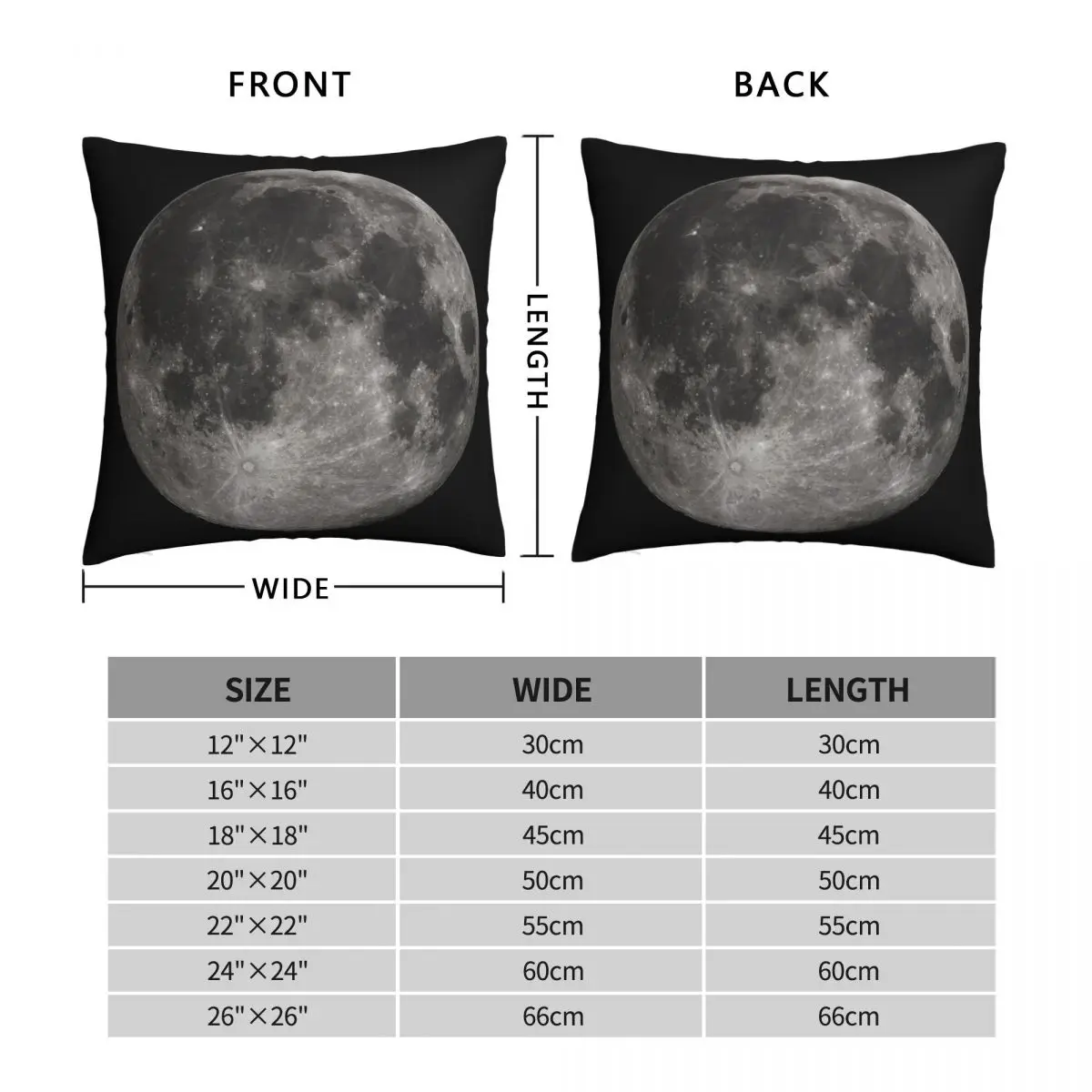 Full Moon Pillow Square Pillowcase Polyester Linen Velvet Printed Zip Decor Car Cushion Cover