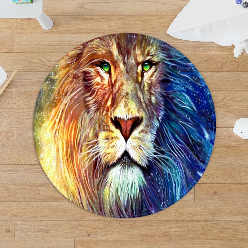 Color Tiger Bedroom Round Floor Mats Lion Ieopard Livingroom Rugs Large Decor Home Living Room Bedroom Bathroom Decorate Carpet