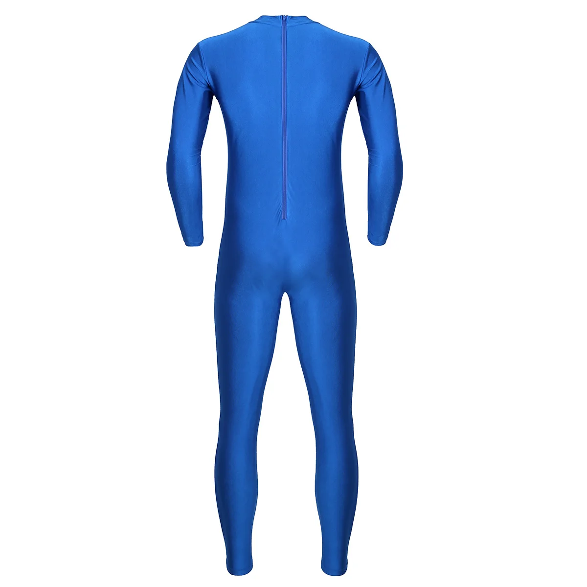 Mens Smooth Long Sleeve Bodystocking Lingerie Glossy Gymnastics Gym Fitness Full Body Bodysuit Jumpsuit Spandex Zentai Suit