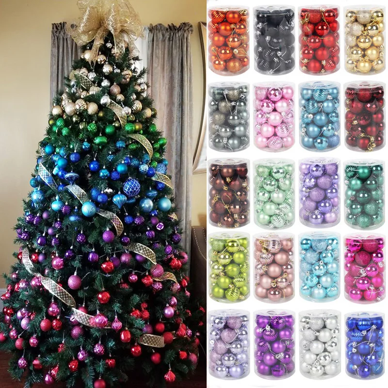 34pcs Christmas Ball Ornaments Assorted Color Christmas Tree Balls xmas decorations Hanging Tree Pendants Navidad new year gift