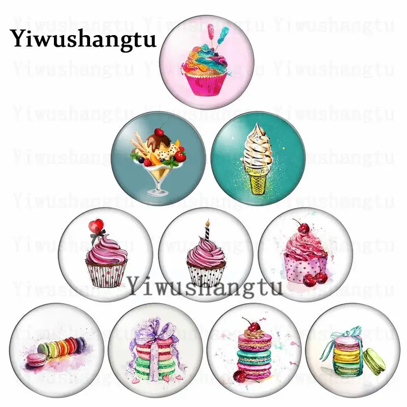 

Delicious Ice Cream cake sweet colourful happy birthday 12mm/20mm/25mm/30mm photo glass cabochon demo flat back Making findings