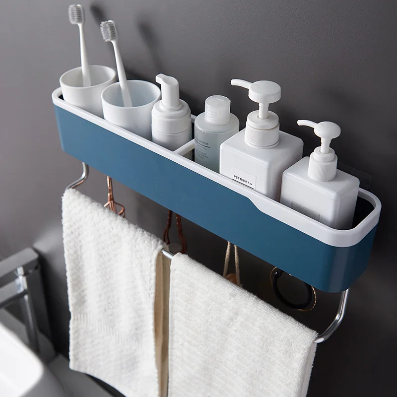 Punch-Free Bathroom Organizer Shelf Household Items Bathroom Accessories Bath kitchen Towel Holder Cosmetic Shampoo Storage Rack