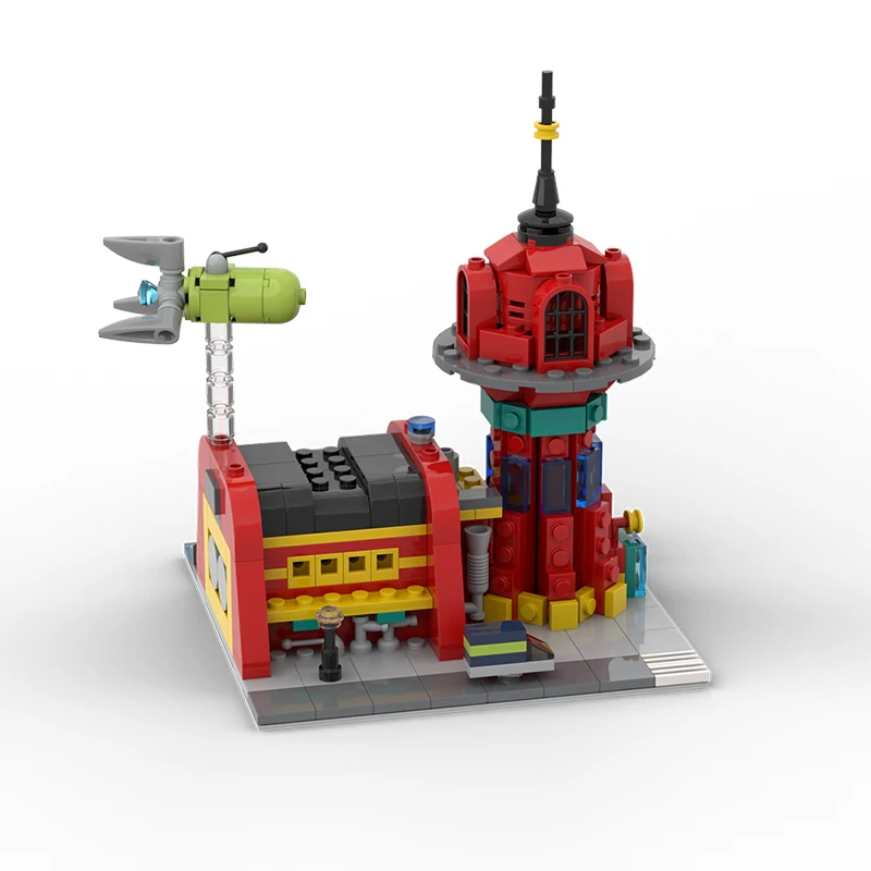 Buildmoc Space Anime Cartoon Futuramaed Micro Planet Express Buildings and ship Slurm Truck Aloa Mars Model Building Blocks Toys