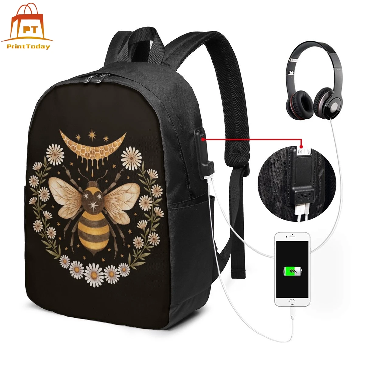 Bee Backpack Bee Backpacks Multi Purpose Print Bag Man - Woman High quality Teen Trend Schoolbag Bags