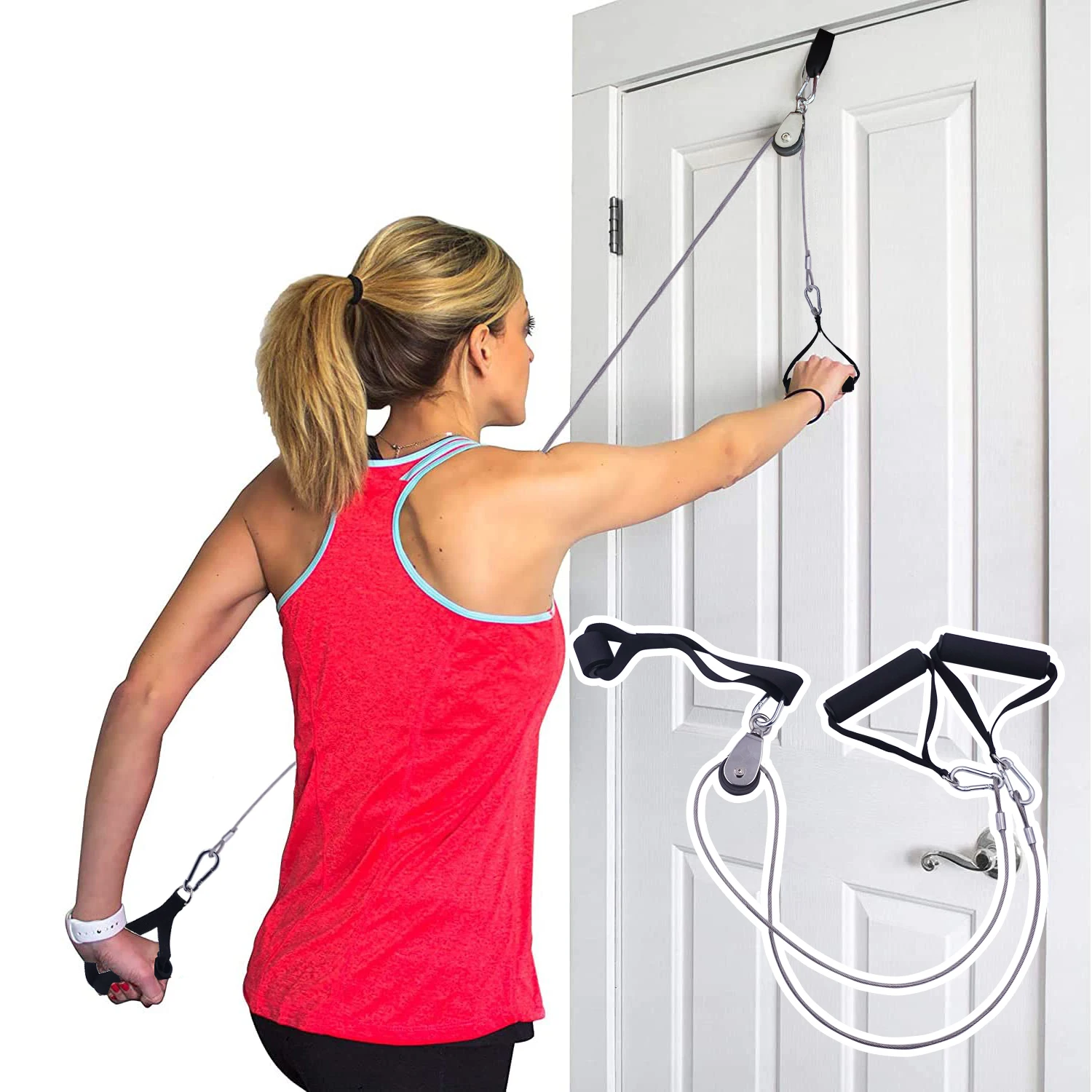 Home Shoulder Pulley for Frozen Physical Therapy with Steel Cable Rope Over Door Rehab Exerciser Arm Training Pulley Accessories