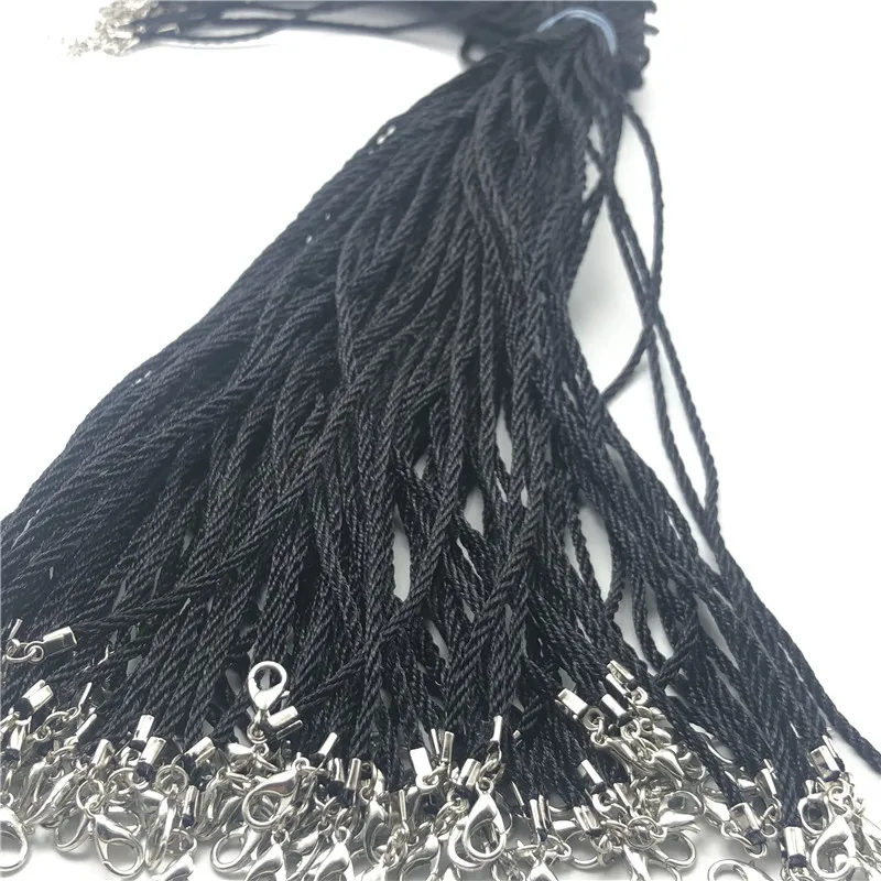 20pcs black nylon rope chain adjustable Braided rope Lobster clasp String string 2 mm DIY handmade necklace bracelet