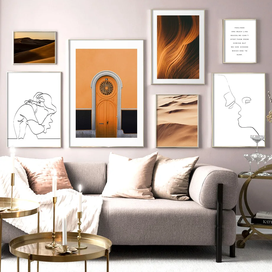 Door and Dune Abstract Lines Landscape Wall Art Canvas Painting Nordic Posters And Prints Pictures For Living Room home Decor