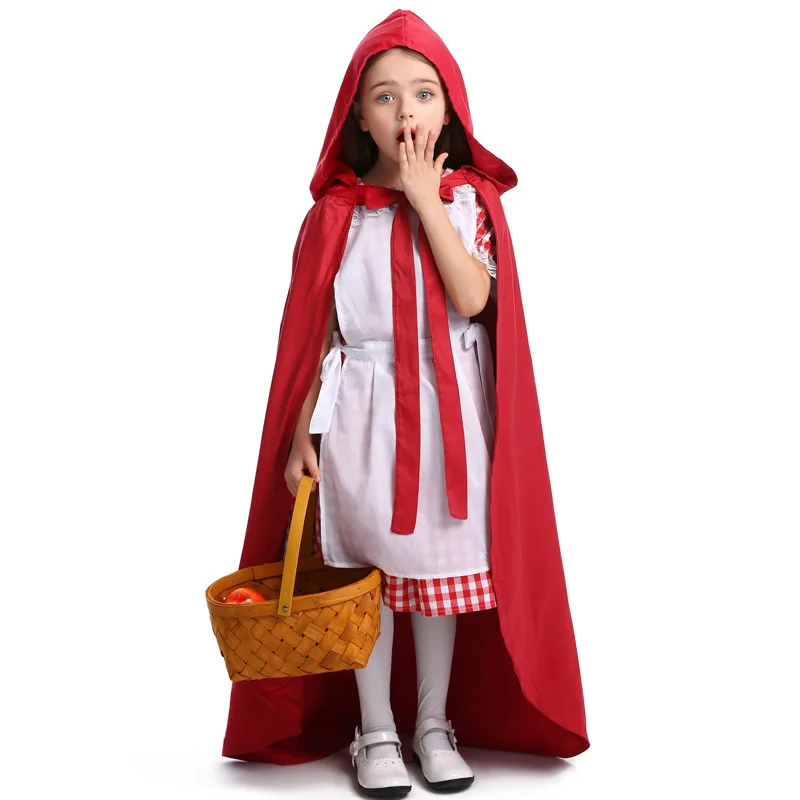 Umorden Child Kids Little Red Riding Hood Costume Cosplay per ragazze festa di Halloween Mardi Gras Fancy Dress