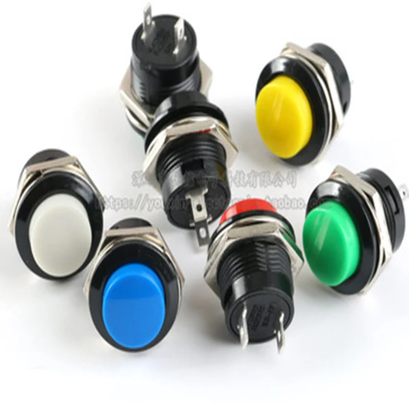 1PCS  R13-507 push button switch 16mm round non-locking self-reset switch push button switch jog switch