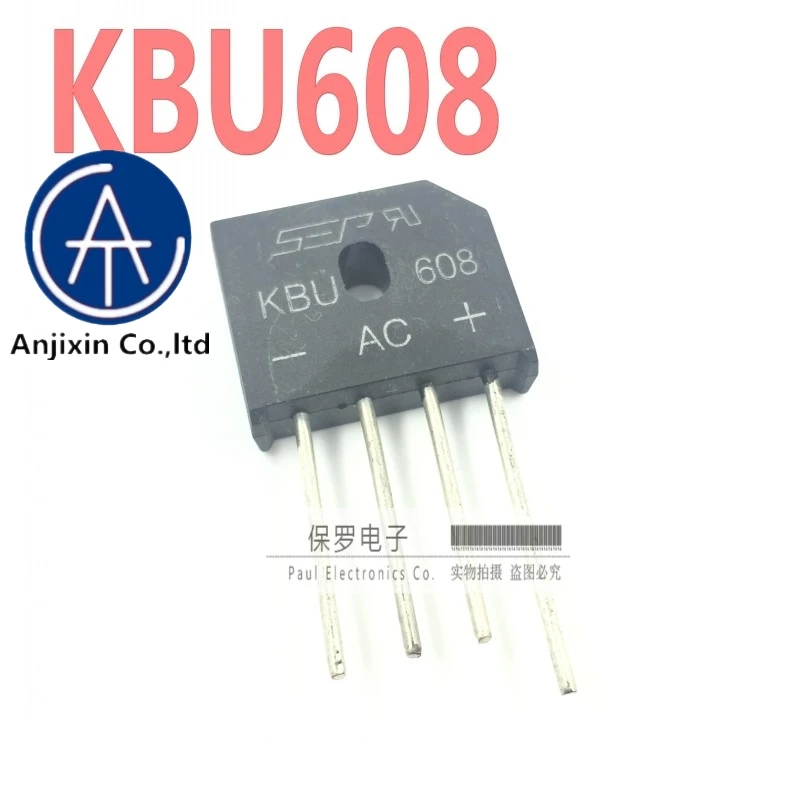 

10pcs 100% orginal and new rectifier bridge KBU608 KBU608G flat bridge 6A/800V bridge stack 4 feet new stock real stock