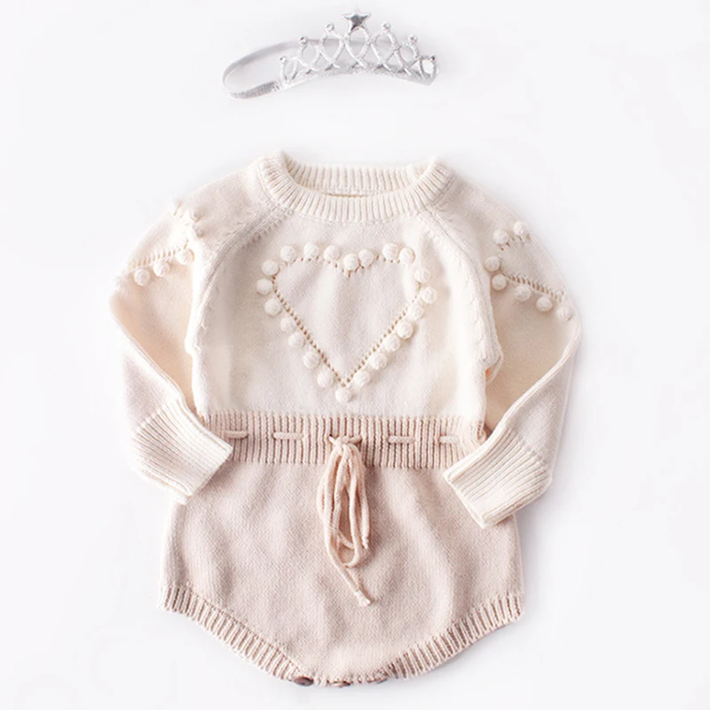 New Knitted Baby Romper Autumn Newborn Baby Clothes Long Sleeve Pompom Infant Baby Girl Boy Romper Baby Jumpsuit Onesie Overalls