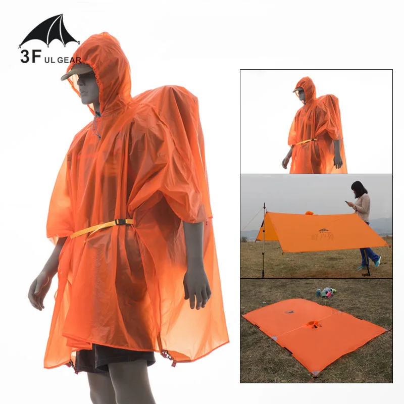 3F ul Gear Multifunction Raincoat Small Tarp 15d Silnylon / PU coating  UL Awning Camping Groundsheet Footprint