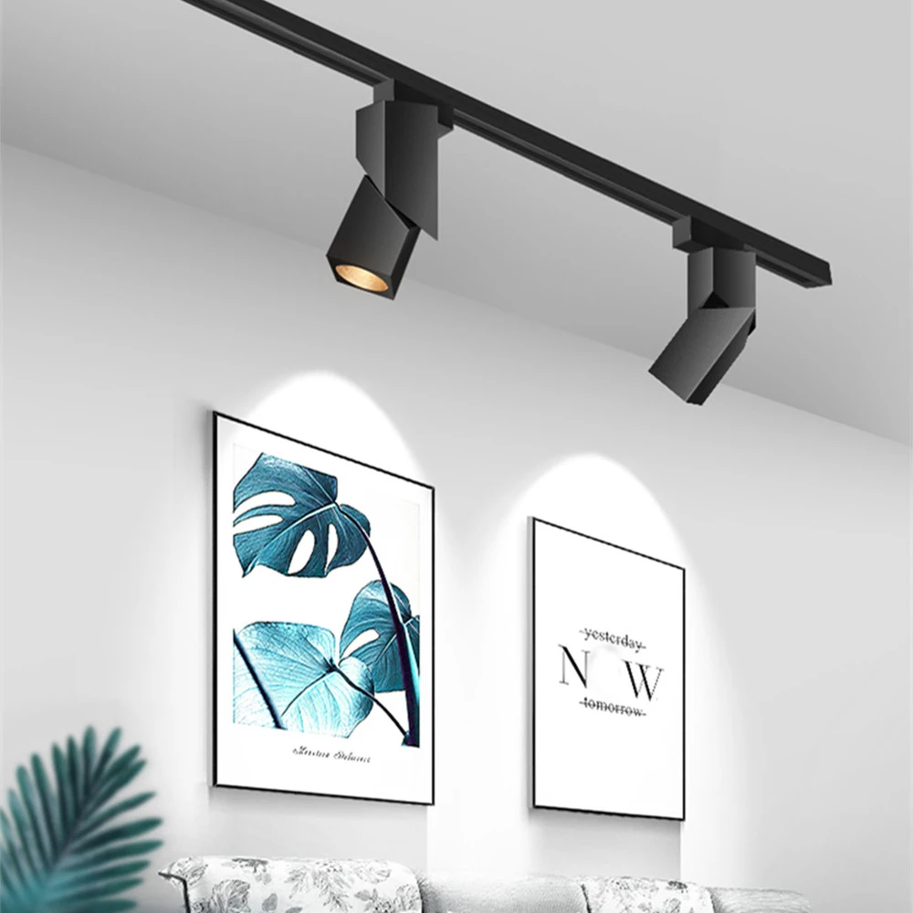SANDIY Led Track Lights Dimmable Ceiling Rail Lamp 9W/12W/15W COB Track Spot for Home Living Room Decor Poster Lighting White