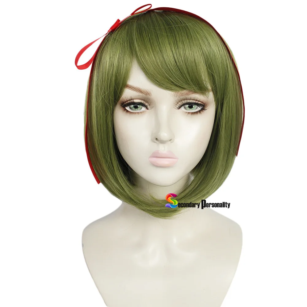 Game Danganronpa Cosplay Monaka Monaca Towa Pruik Dangan Ronpa Groene Clip Paardenstaarten Hittebestendige Haar Pruik