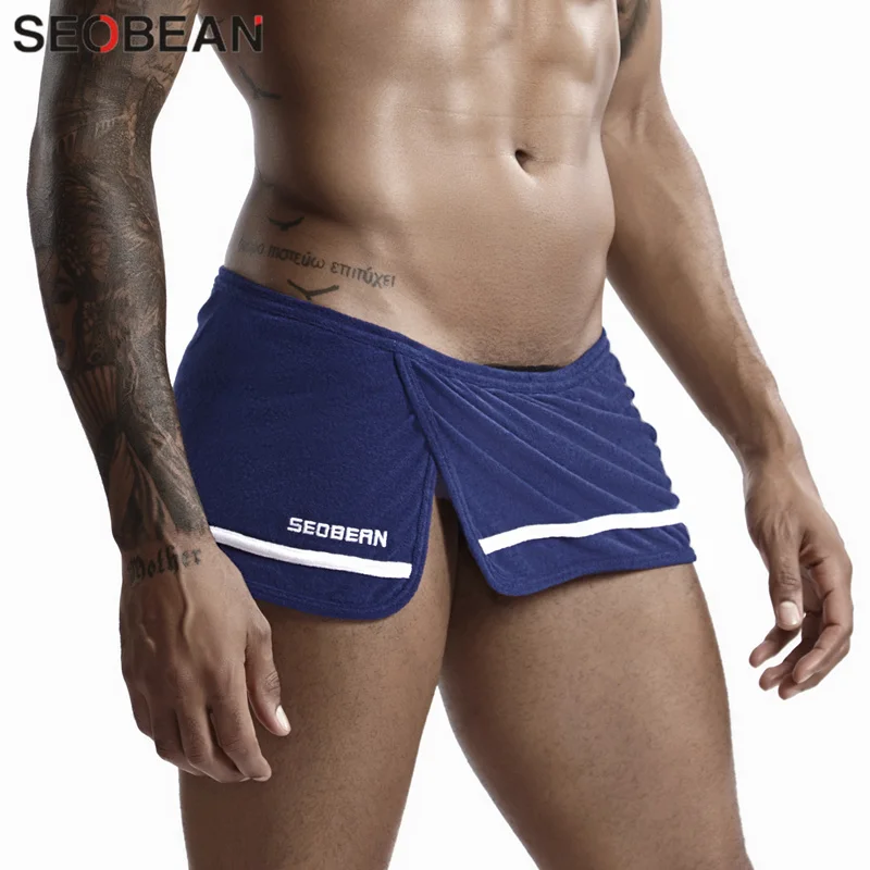 Men's Pyjamas Pajama Bottoms Men's Sexy Underwear Shorts Home Sleepwear Side Slit Pajamas Pants Sleep Shorts Men Nightdress