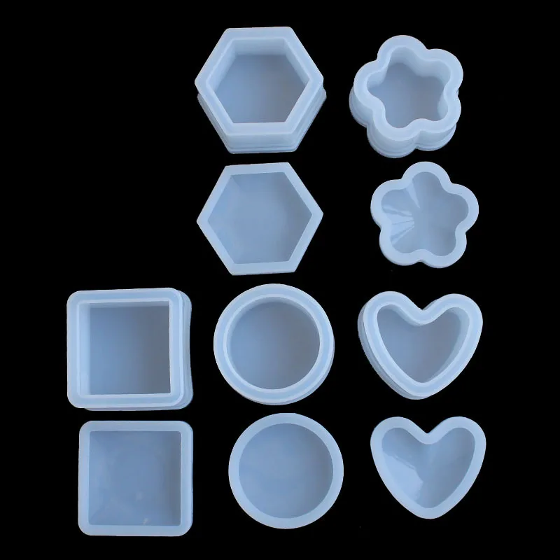 SNASAN Storage Box Flower Heart Hexagon Resin Silicone Mould Jewelry Making DIYTool UV Epoxy