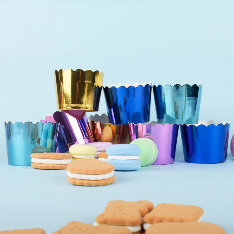 50pcs Gorgeous big foil Cupcake paper Holders wedding decorations Wrapper Wraps cake box Muffin Paper Holders
