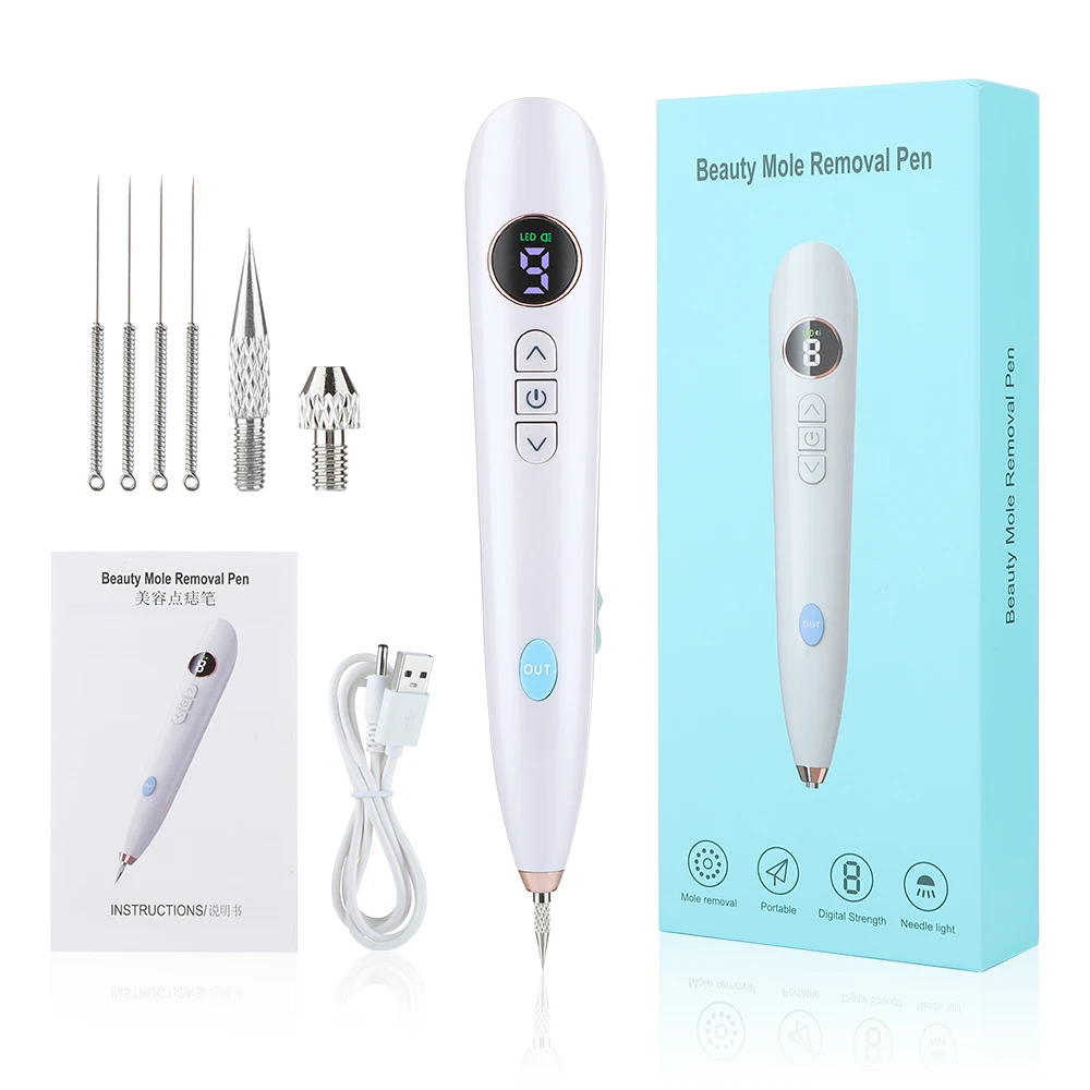 Skin Tag Remover Warts Eliminator Lcd Plasma Pen Papillomas Electric Laser Tattoo Removal Freckle Dark Spot Mole Cauterizer Kit