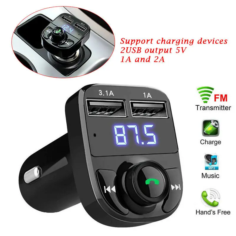 Wireless Bluetooth Handsfree Car Kit FM Transmitter MP3 Player Dual-USB-Charger