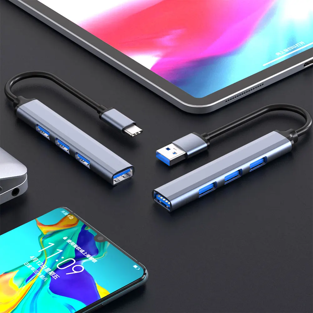 USB HUB Type C 3 0 USB-A Hub Splitter 4 Port USB3.0/2.0 With USB-C High Speed Data Transfer For PC Laptop Macbook Accessories