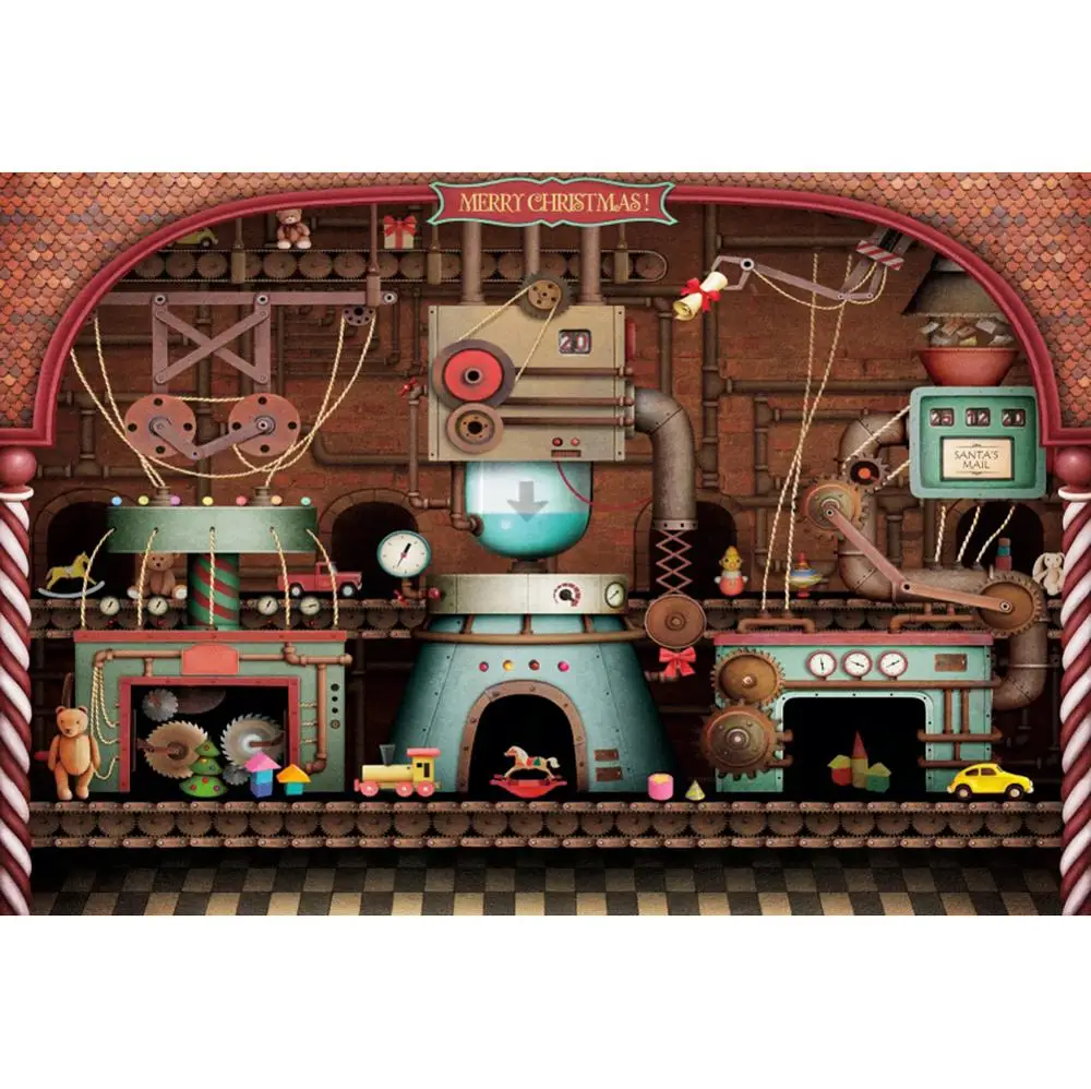 メリークリスマスおもちゃ工場人形木製ボードベビーパーティーphotocall背景写真撮影写真スタジオのための写真の背景