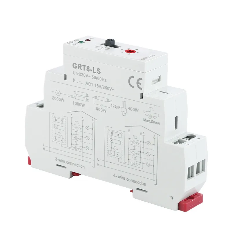 Din rail Staircase Timer Switch 230VAC 16A 0.5-20mins Delay off Relay Lighting Timer Switch GEYA GRT8-LS