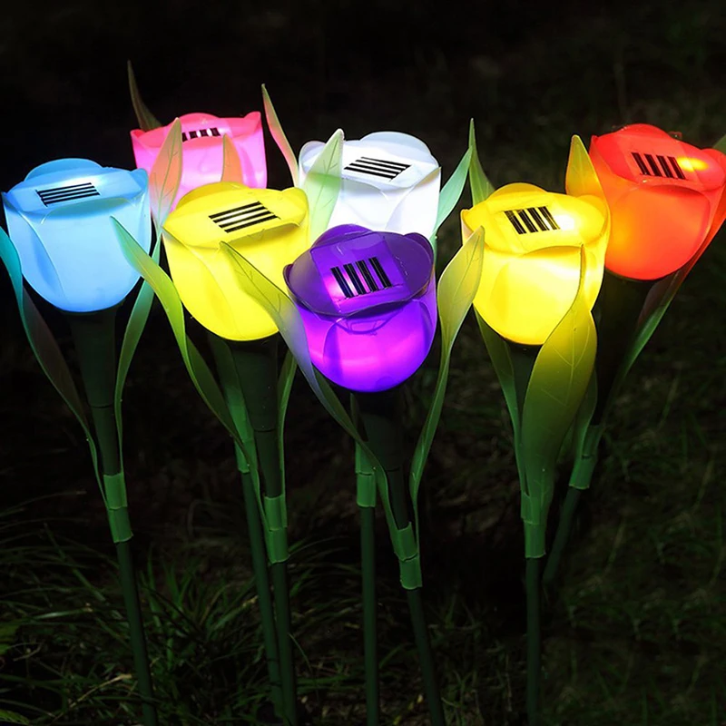 1pc Flower Led Fairy Light Solar Light Powered Flower Lamp Garden Fence Patio Valentine's Day christmas Garland Night Light