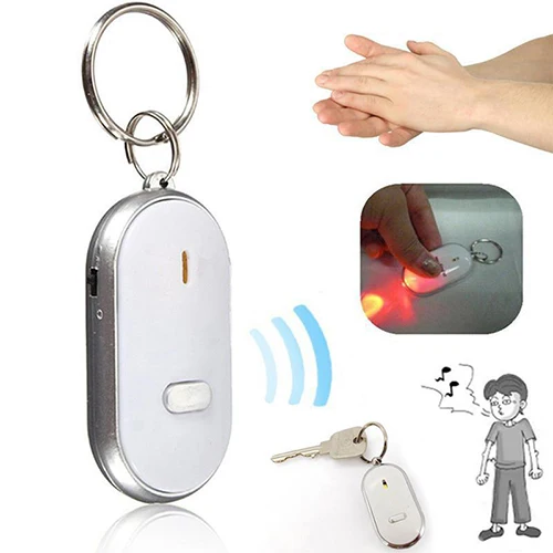 Anti-Verloren LED Key Finder Finden Locator Keychain Whistle Sound Control Taschenlampe