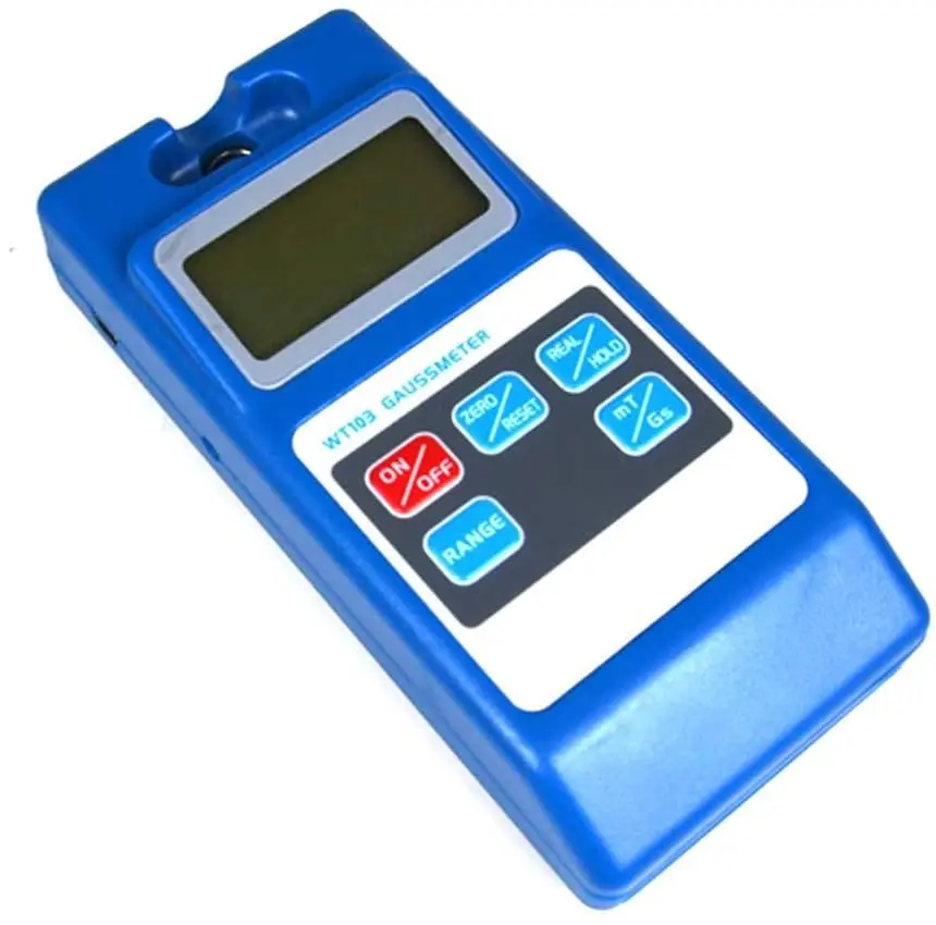 Portable Gaussmeter Tesla Meter Surface Magnetic Field Tester with 0 to 200 mT 0 to 2000mT Ns Function and Metal Probe