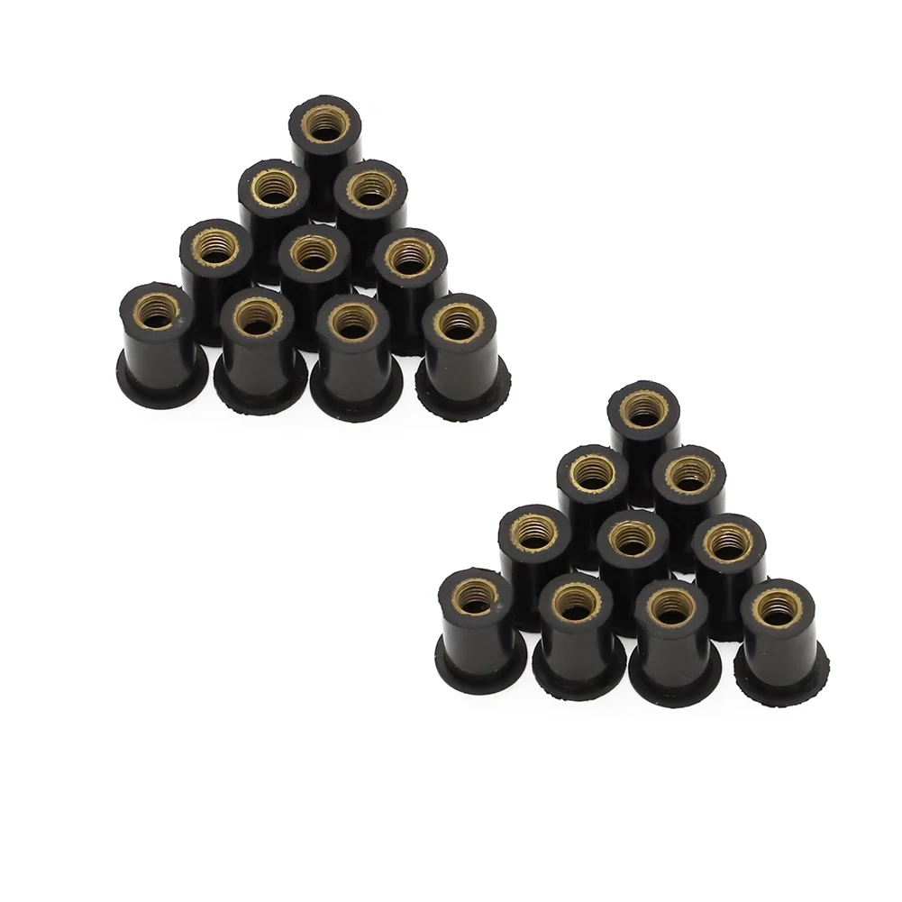 20 Piece M5 Rubber Well Nut Wellnuts Windscreen Fairing Bolt Kit For Honda Kawasaki Yamaha Suzuki Replace 90111-KW3-003