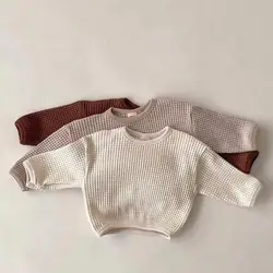 Camisetas de manga larga de algodón para bebés, camisas de gofres para niños, Tops de fondo sólidos para niñas pequeñas de 0 a 24 meses, novedad de otoño 2022