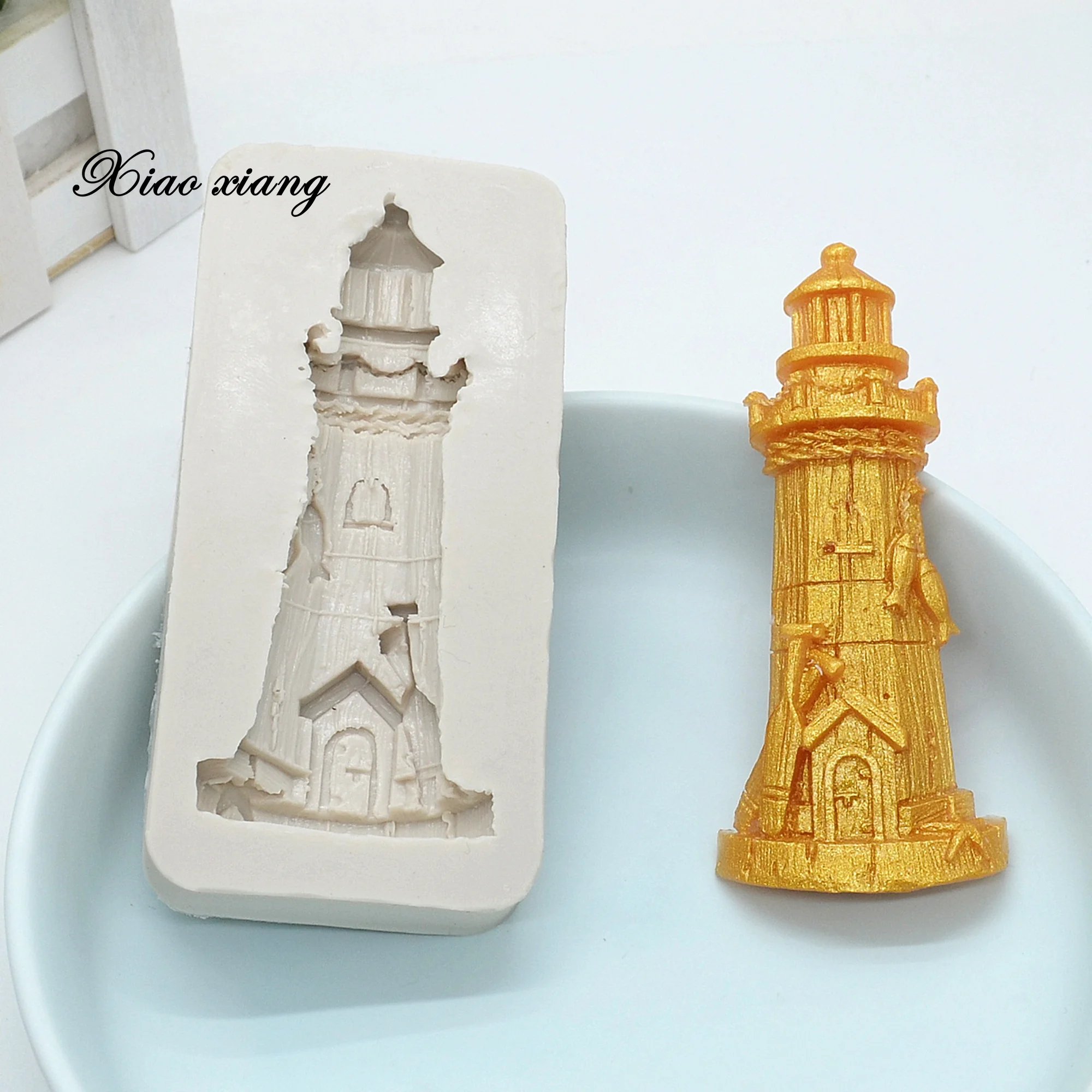 3D Tower Lighthouse Silicone Mold For Baking Fondant Cake Chocolate Lace Decoration DIY Pastry Fondant Mold Kitchen Tools M1811