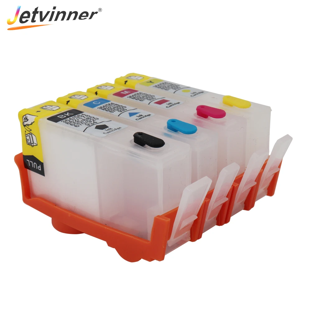 Jetvinner-cartucho de tinta recargable para impresora HP 670, 4 colores, Chips Arc, HP670 Deskjet 3525, 4615, 4625, 5525