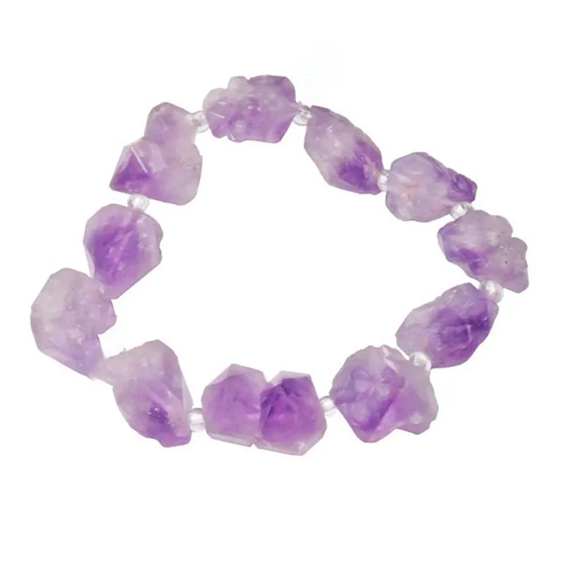 

Natural Amethyst irregular shape Beads men's and women's Valentine's day fashion jewerly bracelet and bracelet men's gift 8"