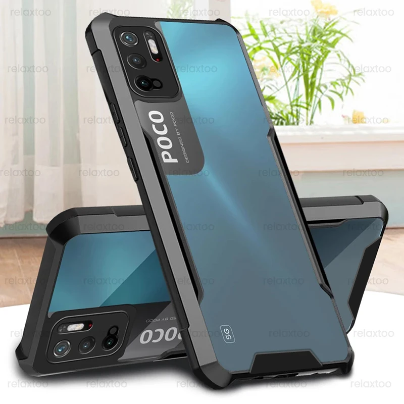 Clear Acrylic Heavy Duty TPU Bumper Back Covers For Poco M3 M4 Pro 5G NFC Case Poxo Poko Little M 3 M3Pro Armor Shockproof Coque