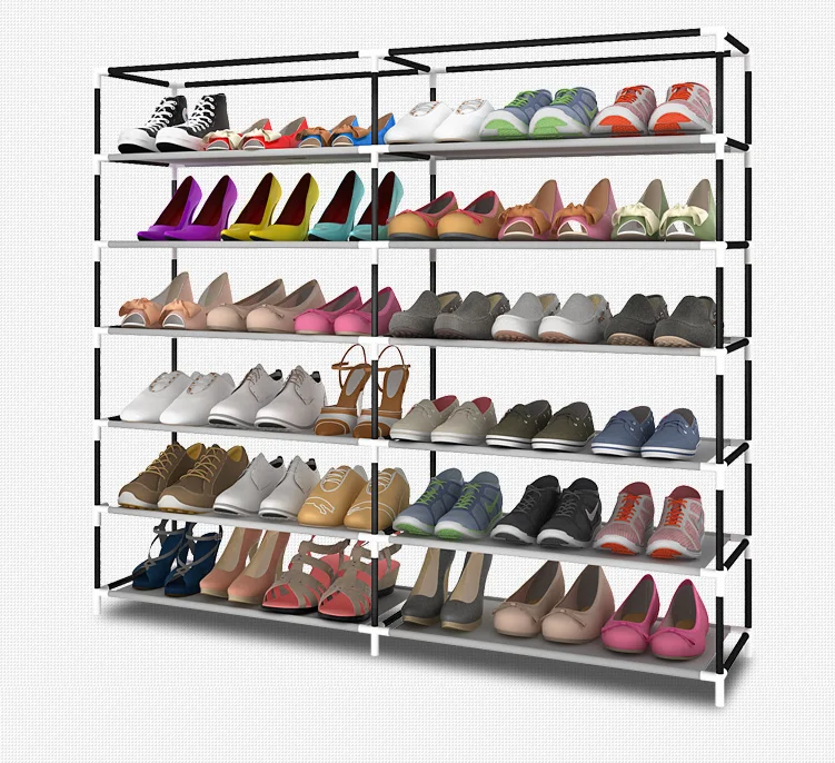 Dust-proof double-row simple multi-layer shoe cloth shoe cabinet assembly storage simple modern reinforced shoe rack